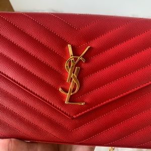 YSL WALLET ON CHAIN RED
